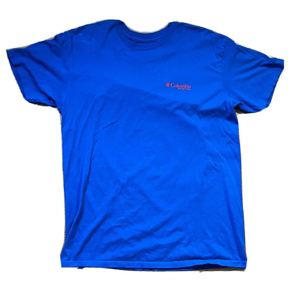 Columbia Sportswear PFG Men's Large Blue Short Sleeve Fish Logo Graphic T Shirt